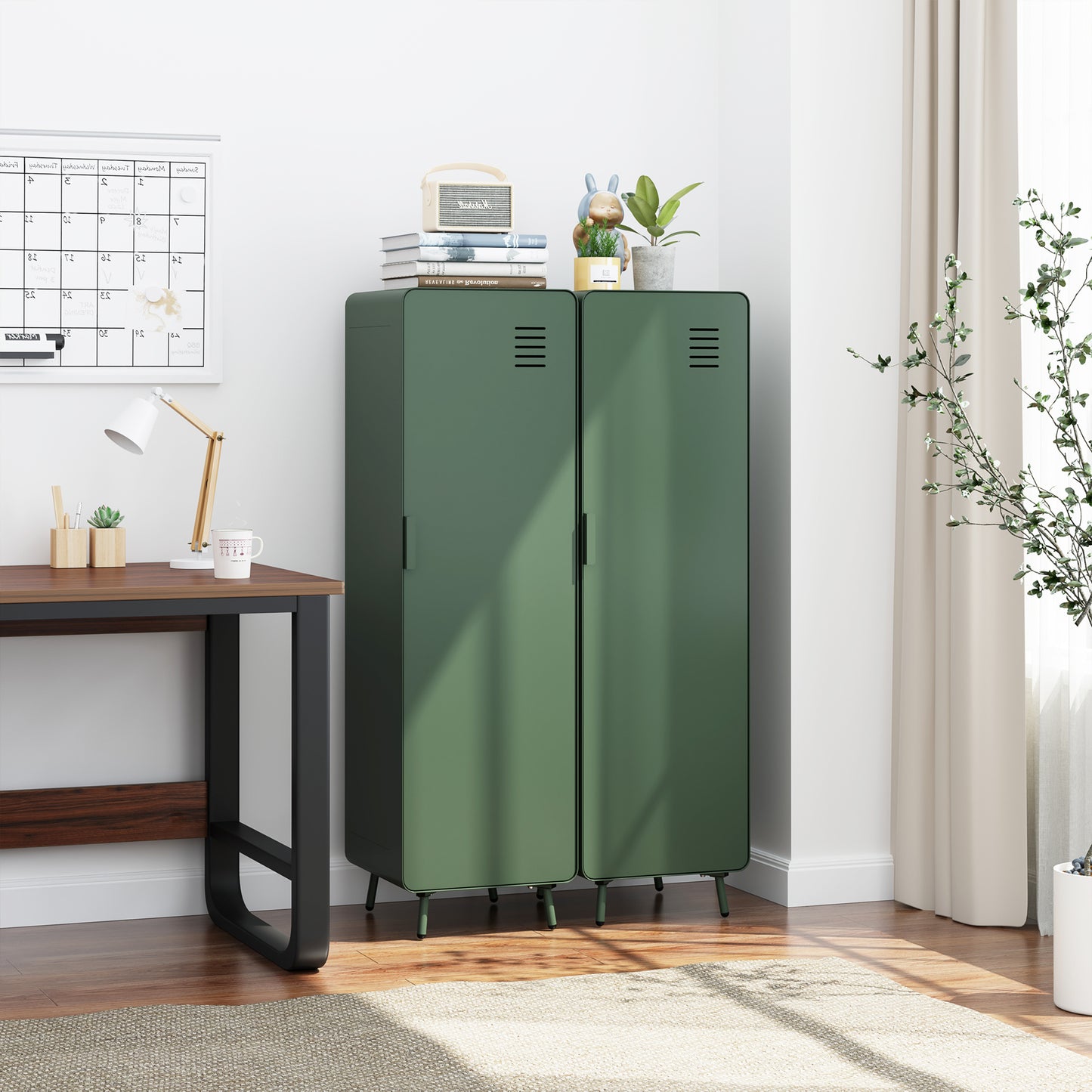 Walnut Metal Storage Locker