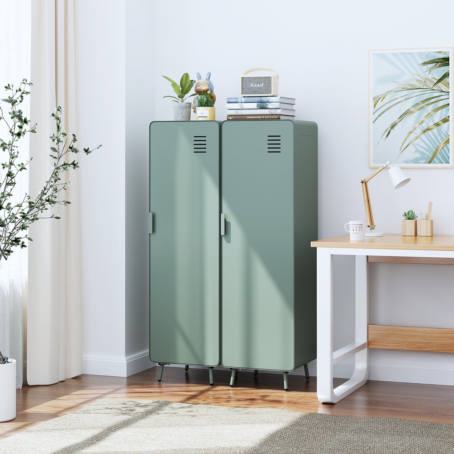 Walnut Metal Storage Locker