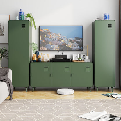 Walnut 3 Door Metal Cabinet
