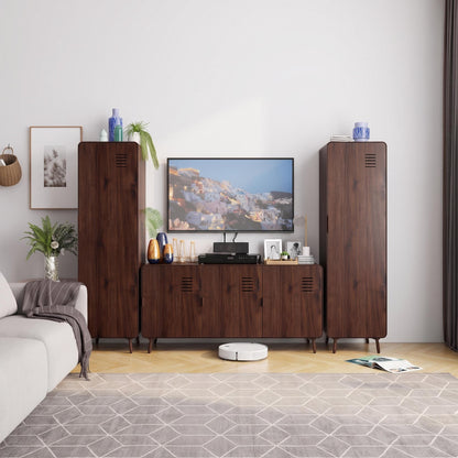 Walnut 3 Door Metal Cabinet