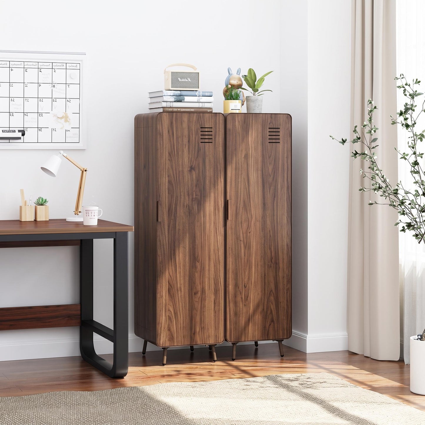 Walnut Metal Storage Locker